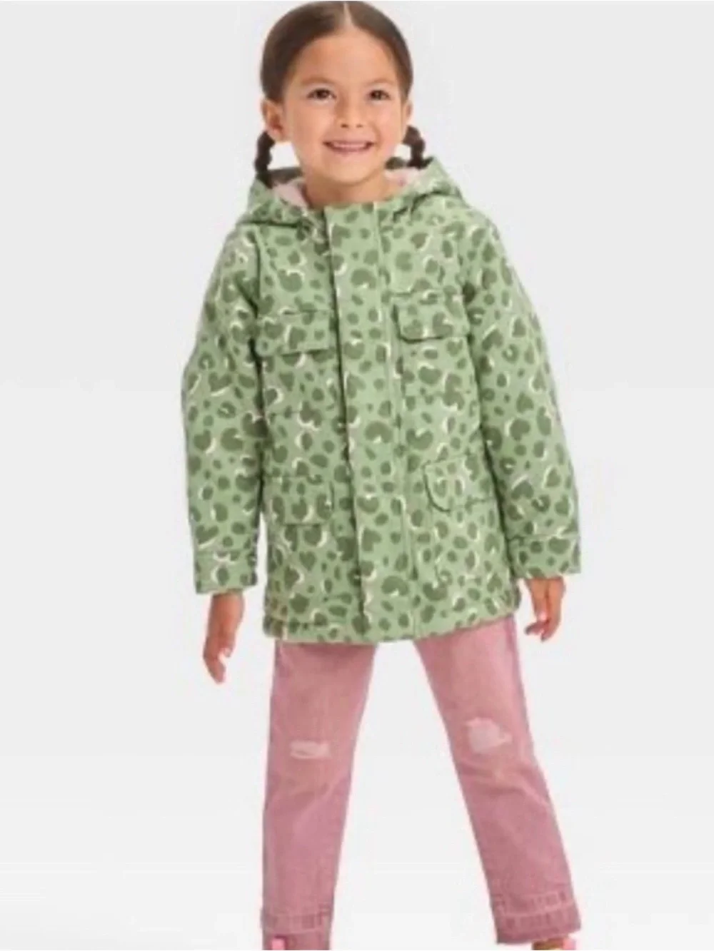 NWT Toddler fur lined military jacket- cat & jack 12M